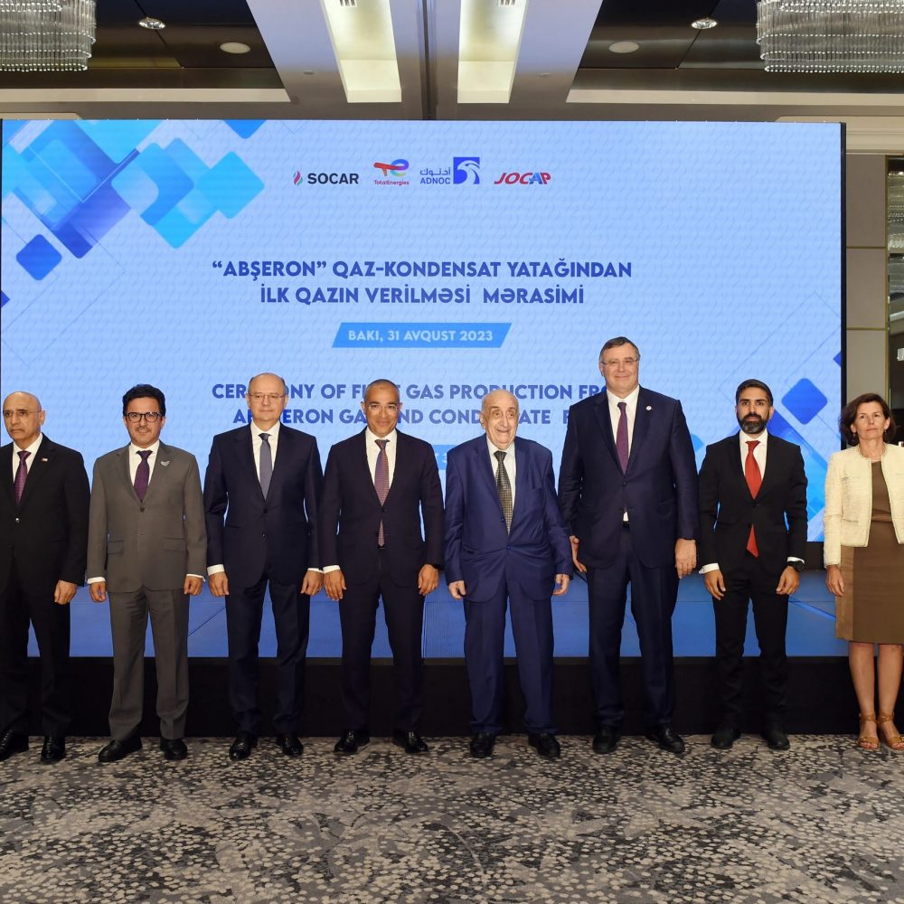 Feier anlässlich der ersten Gasproduktion aus dem Absheron Gas- und Kondensatfeld